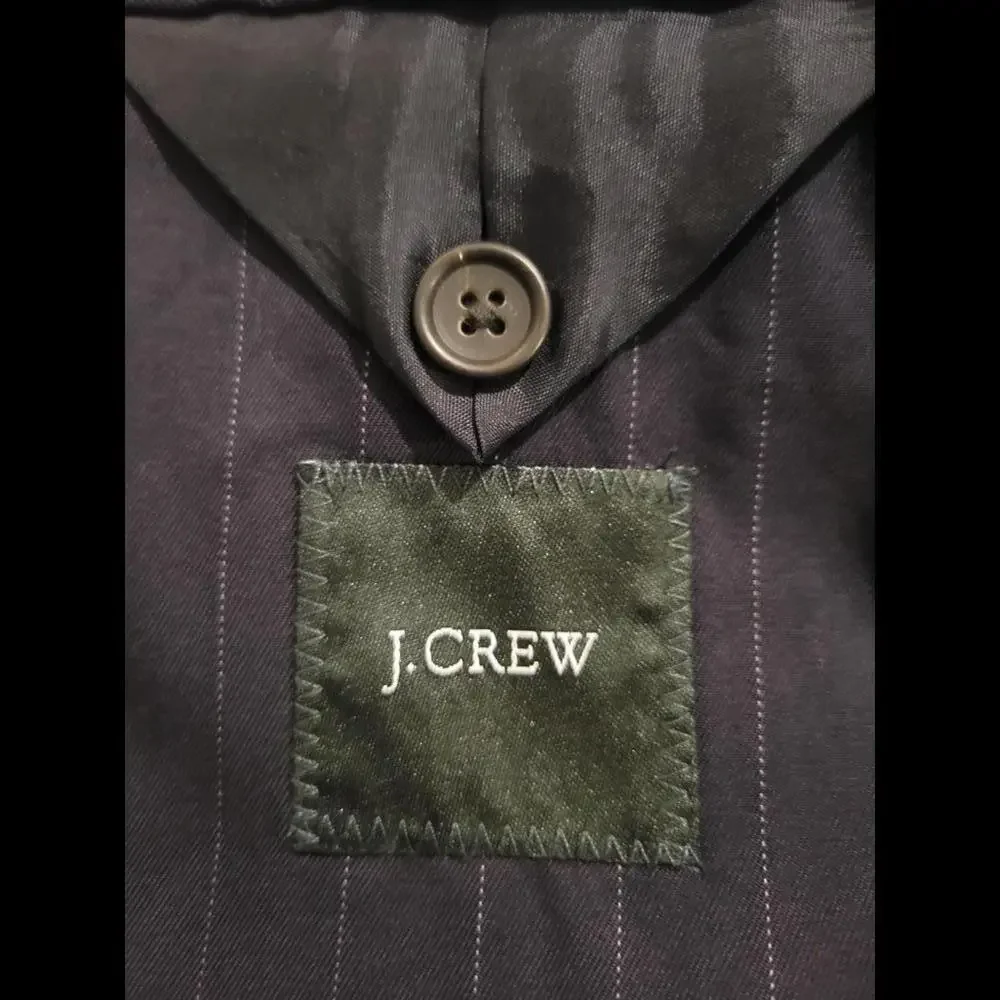 NWT J Crew 40R blue pinstripe cotton blazer. 3 button closure